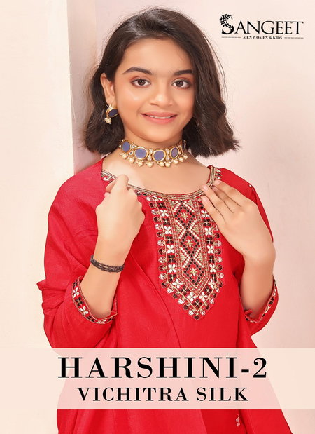 Harshini 2 By Sangeet Kids Wear Vichitra Silk Readymade Suits Wholesale Suppliers In India